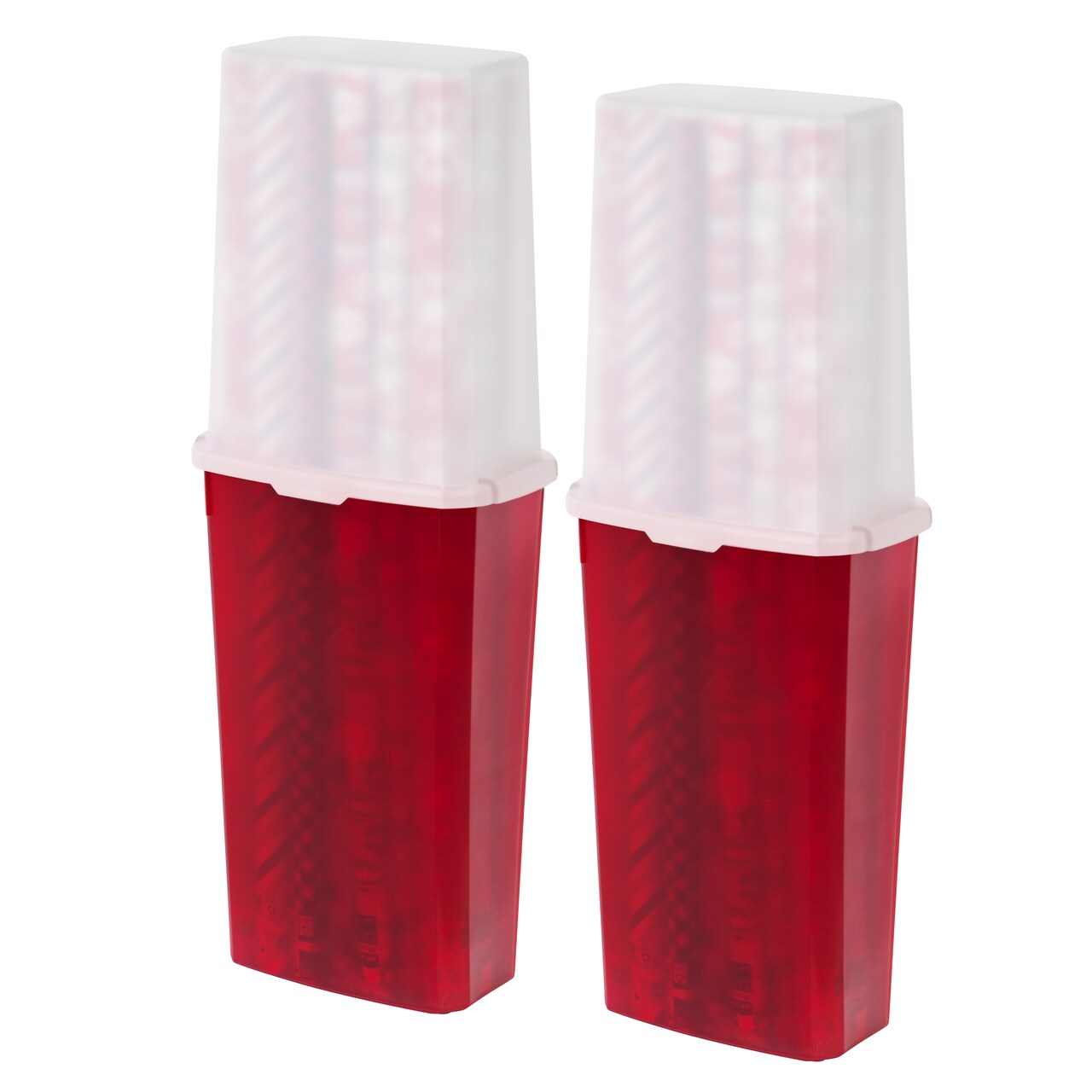 IRIS USA Holiday Vertical Wrapping Paper Box, 2 Pack, Pearl/Red